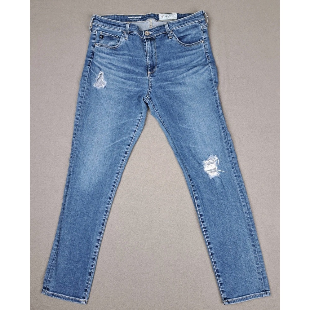 Anthropologie Jeans Women's 30 AG The Stevie Ankle Slim Straight Blue Mid Rise